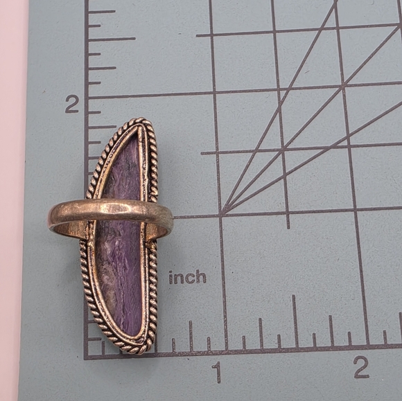 Artisan Sterling Silver Ring Purple Charolite Size 8 - Picture 7 of 7